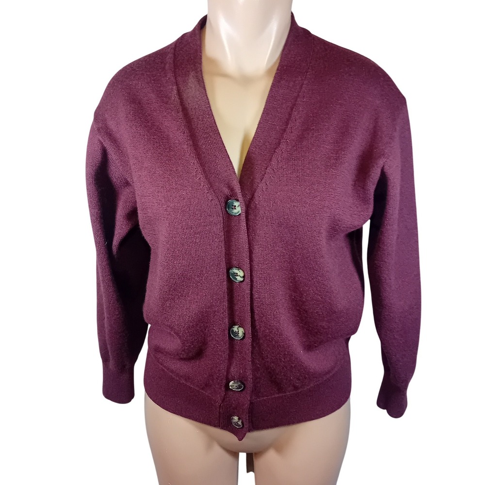 NWOT Wilfred Aritzia Burgundy Cardigan Minimalist Neutral Business Casual Wool S